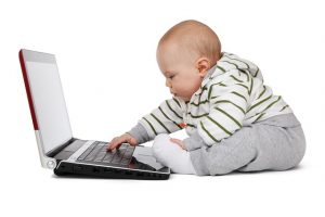 baby with computer babies talking
